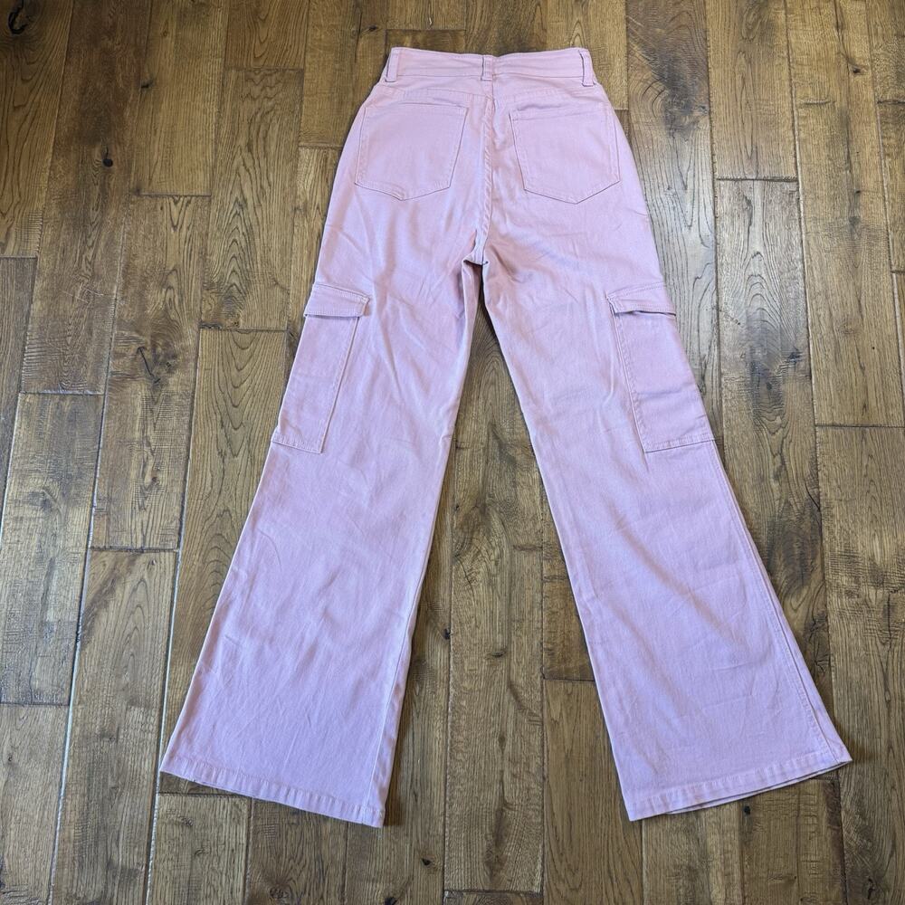 Altar'd State Pink Flare Cargo Pants Women's Size XS Boho Wide Leg Inseam 31" - Picture 6 of 7